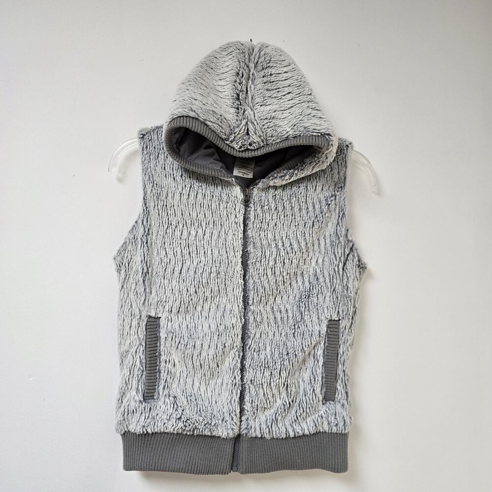Patagonia Gray Faux-Fur Hooded Vest